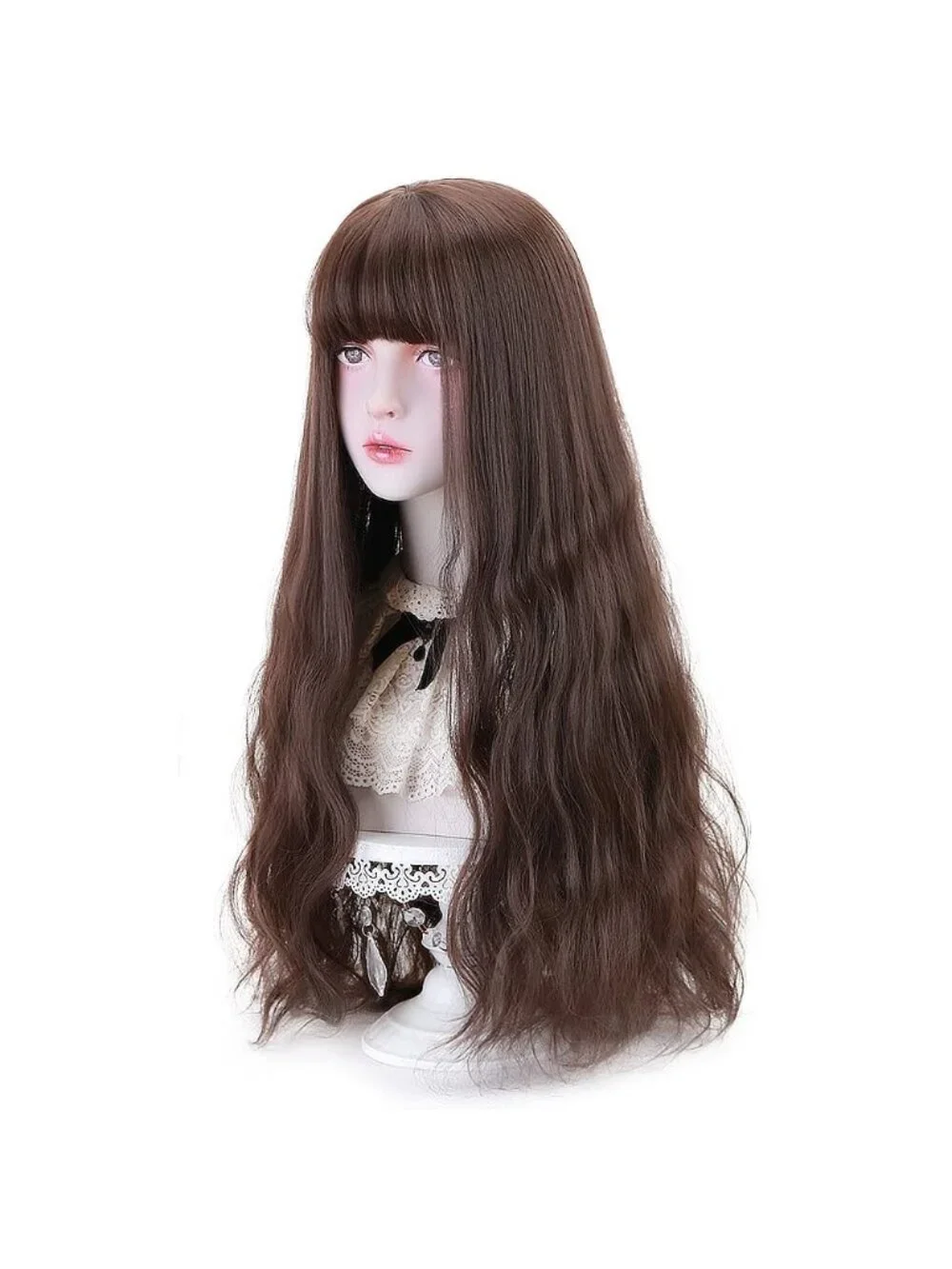 Women's Brown Natural Long Wavy Cosplay Heat Resistant Synthetic Fiber Wigs